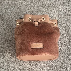 Kate Spade Brown Backpack with Plush Texture and Gold Hardware
